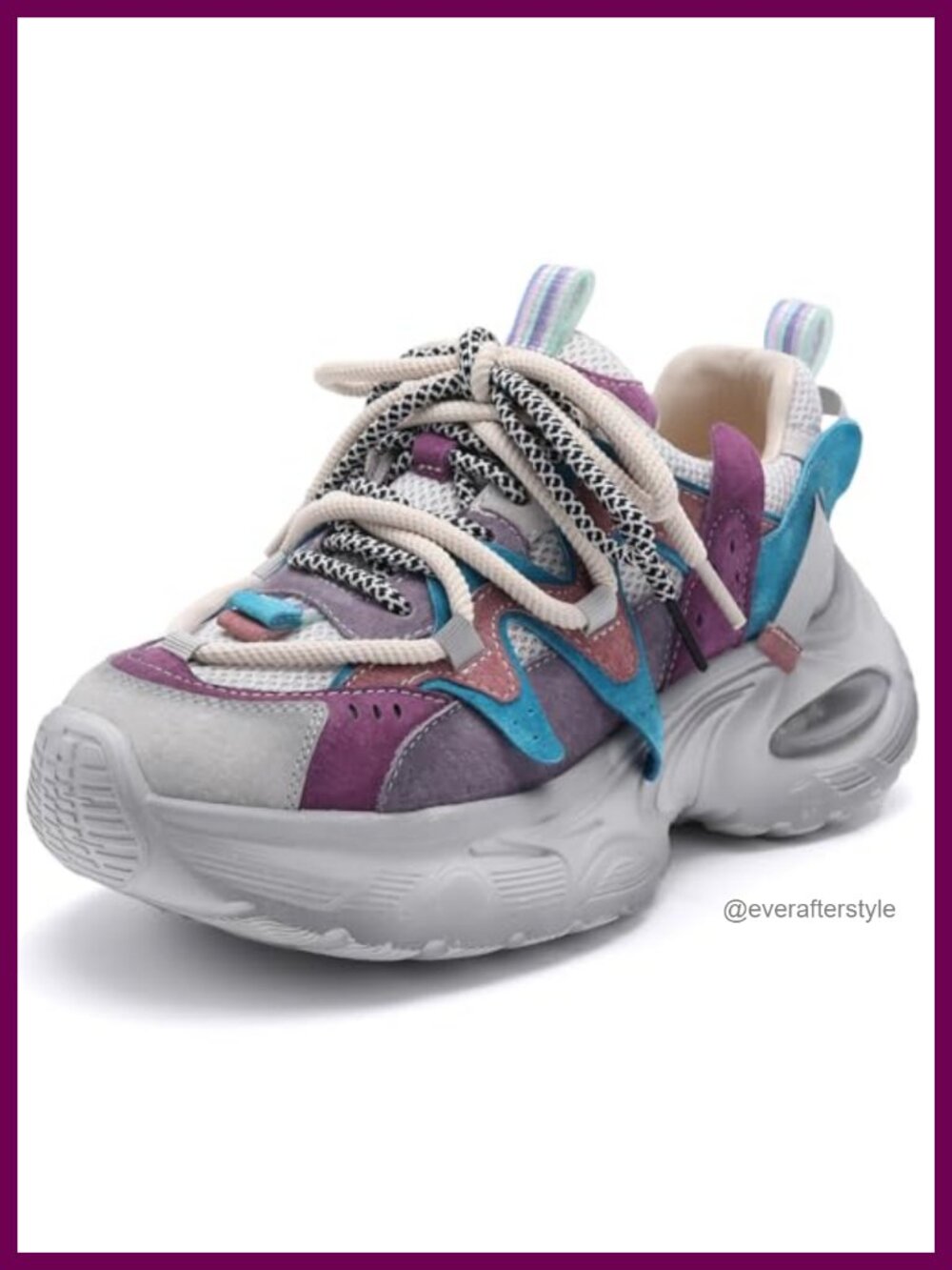 Women's Platform Chunky Lace-Up Fashion Sneakers